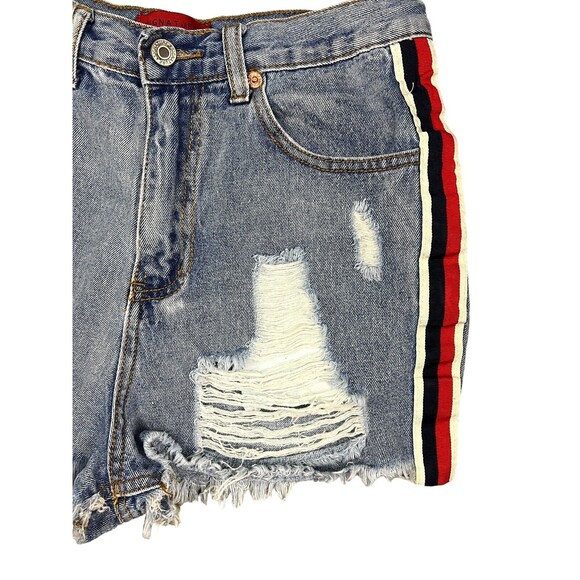 Signature8 Jean Shorts Womens Size S High Rise Cut Off Distressed Side Stripe - Picture 5 of 9